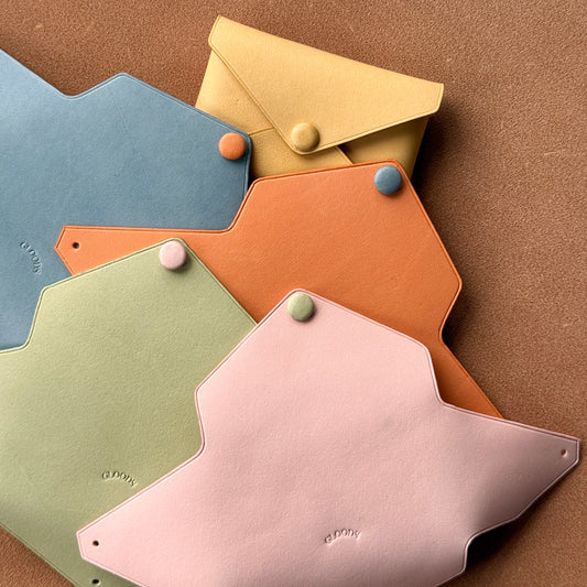 Minimalist Pastel Leather Card Holder